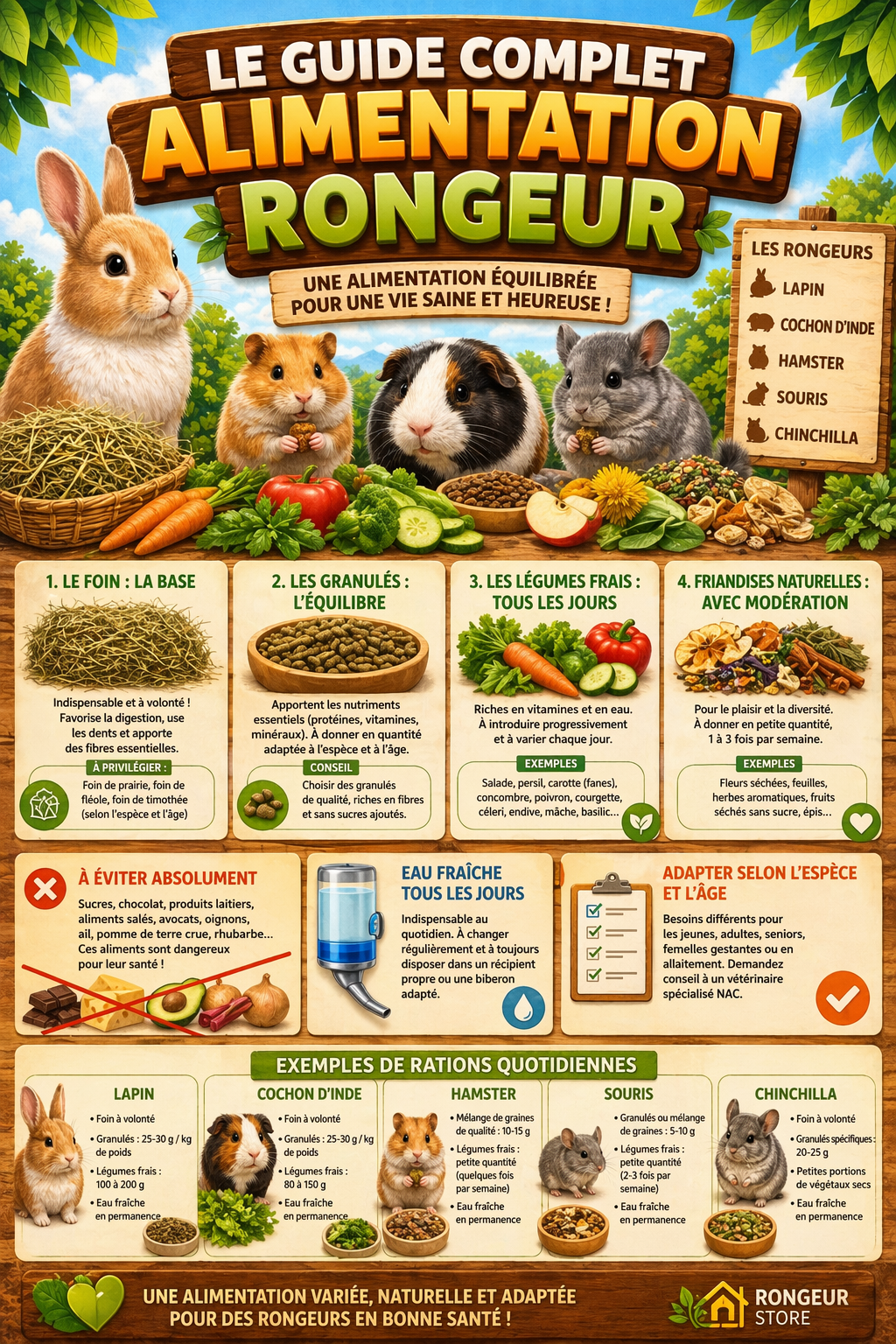 Lire la suite à propos de l’article Guide complet sur l&rsquo;alimentation rongeur : bien nourrir votre compagnon