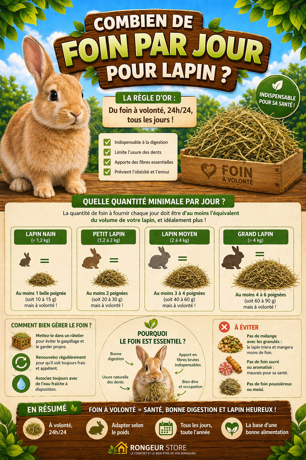 Lire la suite à propos de l’article Combien de foin donner à votre lapin par jour ?