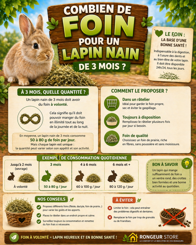 Combien de foin pour un lapin nain de 3 mois ?